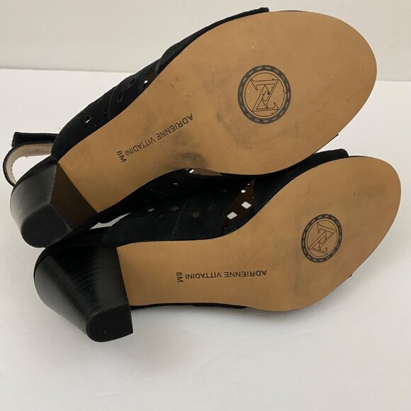 Adrienne Vittadini Phil Black Fine Leather Slingback Heeled Sandals Womens 8M - Picture 9 of 10